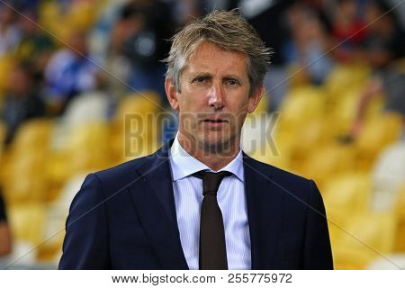 Kyiv, Ukraine - August 28, 2018: Afc Ajax Ceo Edwin Van Der Sar Looks On During The Uefa Champions L