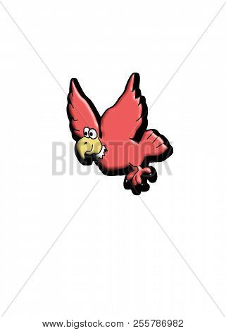 Cartoon Drawing Of A Bird In Flight With A Drop Shadow To Give It A 3d Effect