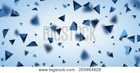 Abstract Blue Background With 3d Trigons. Vector Geometric Illustration.