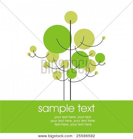 kártya stilizált fa és szöveg