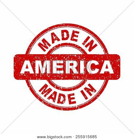 Made In America Red Stamp. Vector Illustration On White Backgrou