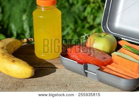 Lunch Boxes With Food Ready To Go For Work Or School, Meal Preparation Or Dieting Concept. Hamburger