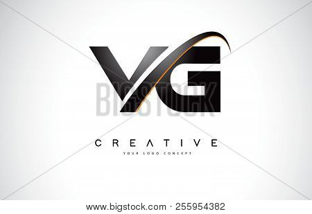Vg V G Swoosh Letter Logo Design With Modern Yellow Swoosh Curved Lines Vector Illustration.