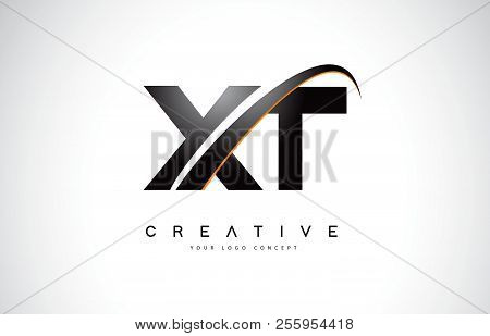 Xt X T Swoosh Letter Logo Design With Modern Yellow Swoosh Curved Lines Vector Illustration.