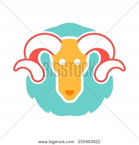 The Ram Icon In Flat Color Design Vector Illustration