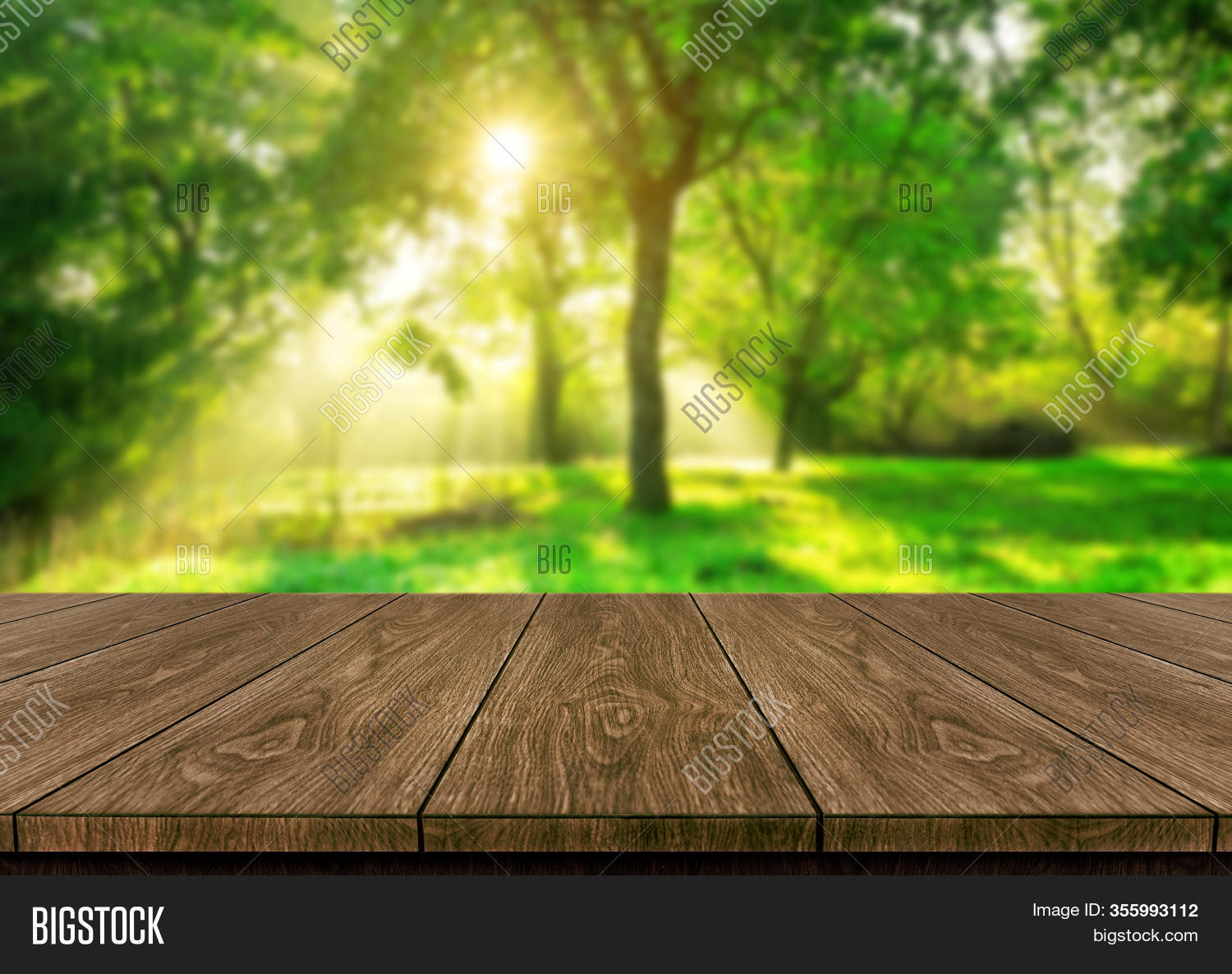 Brown Wood Table Green Image Photo Free Trial Bigstock