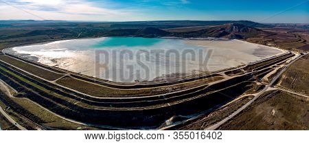 Panoramic Aerial View Of A Sedimentary Pool In Bulgaria Near Varna