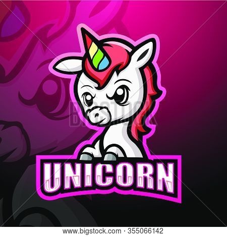Vector Illustration Of Unicorn Mascot Esport Logo Design