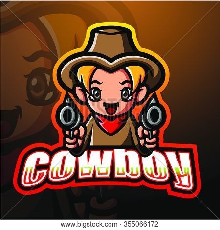 Vector Illustration Of Cowboy Mascot Esport Logo Design