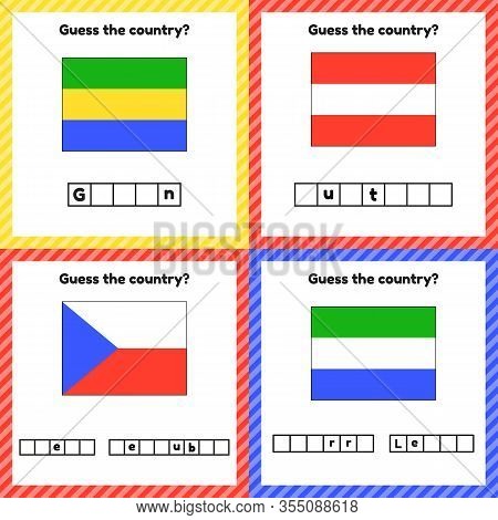 Worksheet On Geography For Preschool And School Kids. Crossword. Set Sierra Leone, Gabon, Austria, C