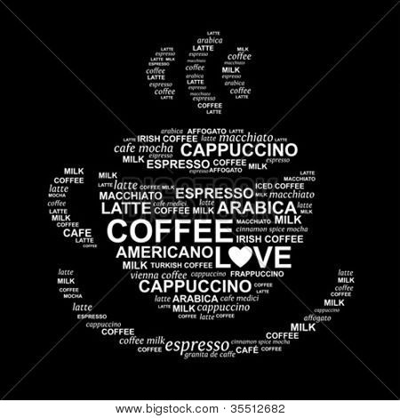Tazza di caffè da vettore di parole - composizione tipografica-