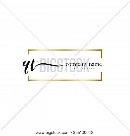 Qt Initial Handwriting Minimalist Logo Vector. Logo For Beauty, Skincare, Fashion And Business