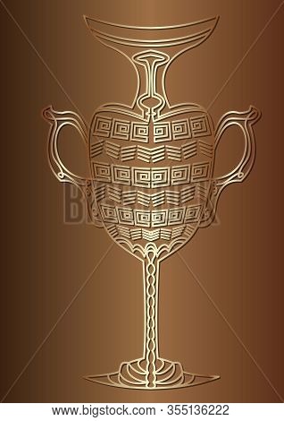 Luxurious Carafe, Cruet In Ancient Egyptian Style, Gold Design On Gradient Background, Decorative Im