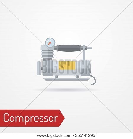 Car Air Compressor Flat Style Vector Image