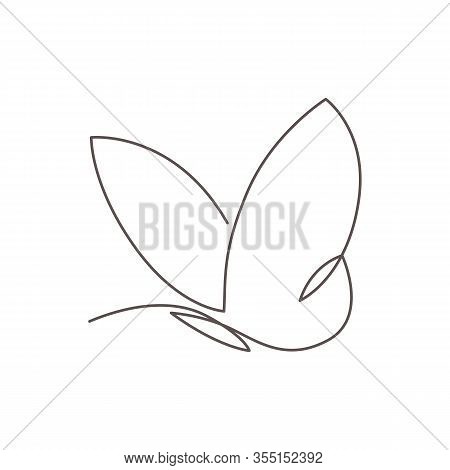 Butterfly Continuous Line Vector Illustration. Butter Fly Made With Single Editable Path.