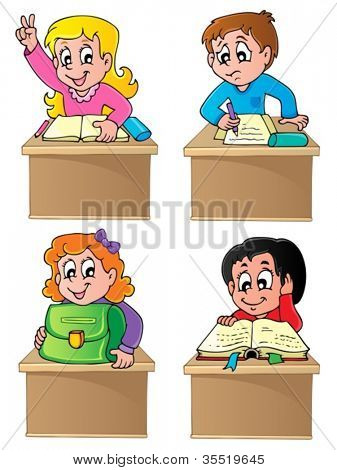 Skolen eleverne temabillede 1 - vektor illustration.