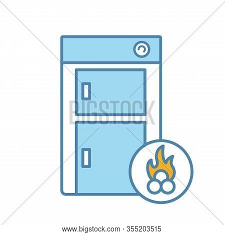 Solid Fuel Boiler Color Icon. House Central Heater. Firewood Boiler. Heating System. Isolated Vector