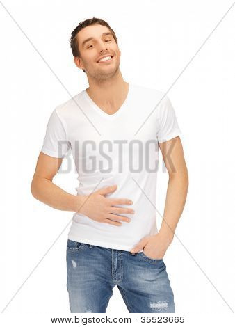 brillante immagine di uomo pieno in camicia bianca