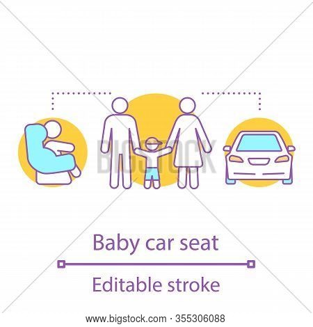 Baby Car Seat Concept Icon. Safety Seat Idea Thin Line Illustration. Child Restraint System. Vector 