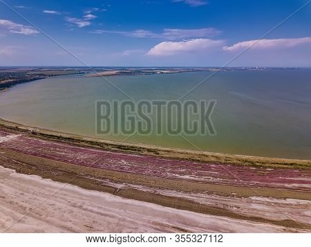 Amazing Beauty Of Drying Urortnoe Estuary From Birds Flight. Top View Of Coastal Zone Of Ecological 
