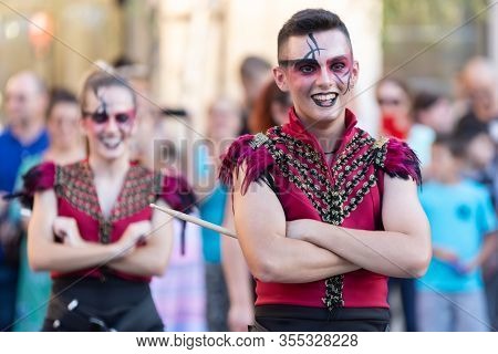 Bucharest, Romania - July13, 2018 Show Of The Batucada Timba Performers From Spain During The B-fit 