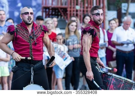 Bucharest, Romania - July13, 2018 Show Of The Batucada Timba Performers From Spain During The B-fit 