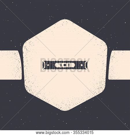 Grunge Construction Bubble Level Icon Isolated On Grey Background. Waterpas, Measuring Instrument, M