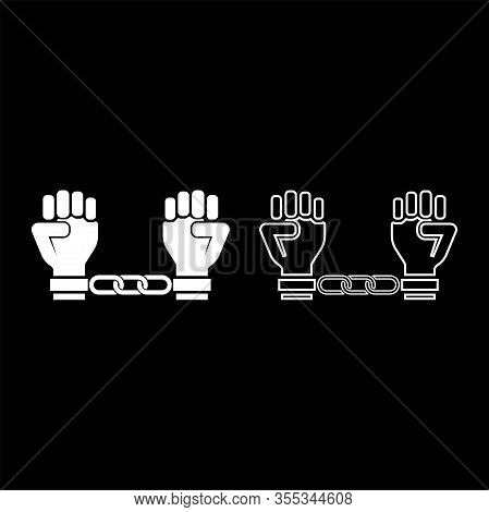 Handcuffed Hands Chained Human Arms Prisoner Concept Manacles On Man Detention Idea Fetters Confine 