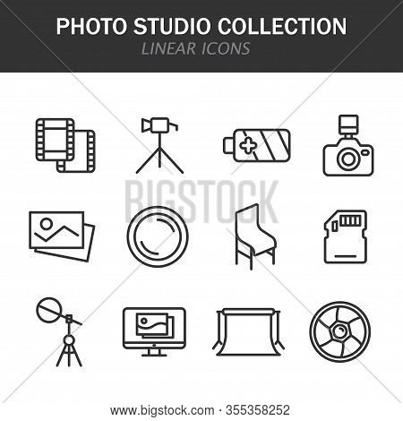 Photo Studio Collection Linear Icons In Black On A White Background