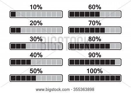 Set Of Loading Progress Bar Icons. Vector Illustration