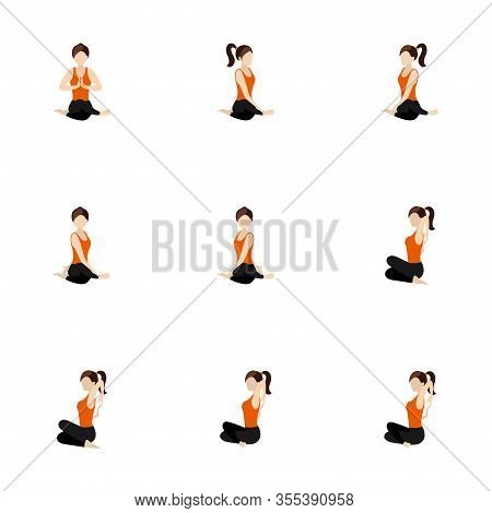 Illustration Stylized Woman Practicing Gomukhasana And Twist
