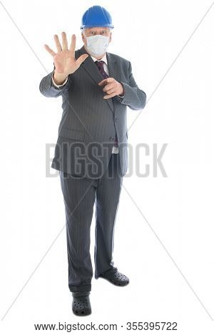 Coronavirus outbreak. COVID-19. A Contractor is Scared of contracting the Coronavirus as he wears his Paper Face to avoid contamination of the disease. Coronavirus Hysteria is everywhere 