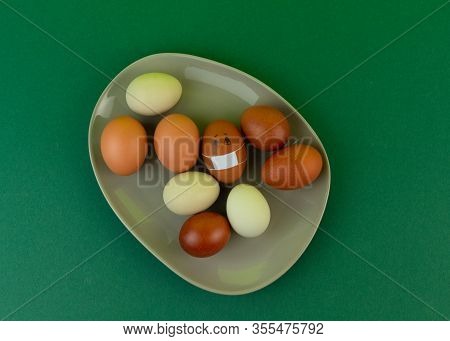 Easter Egg In Medical Mask Virus Protection Against Coronavirus.