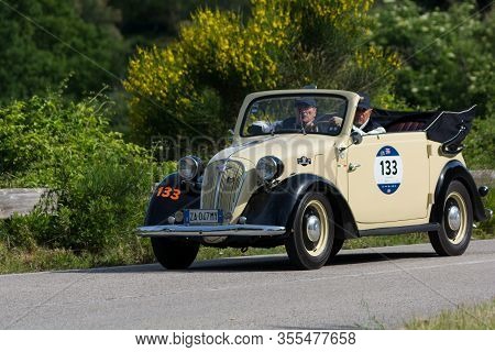 Pesaro Colle San Bartolo , Italy - May 17 - 2018 : Fiat-nsu 508 C 1939 On An Old Racing Car In Rally