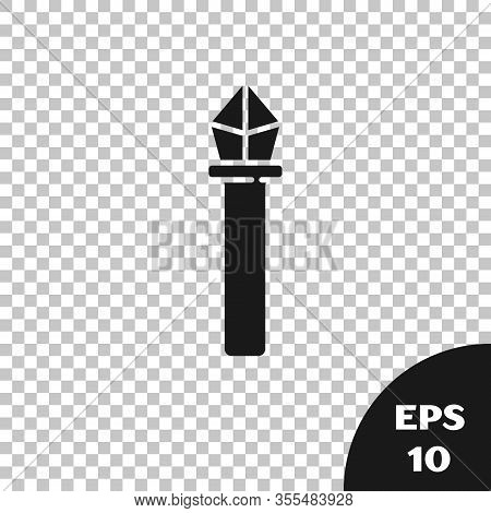 Black Magic Staff Icon Isolated On Transparent Background. Magic Wand, Scepter, Stick, Rod. Vector I