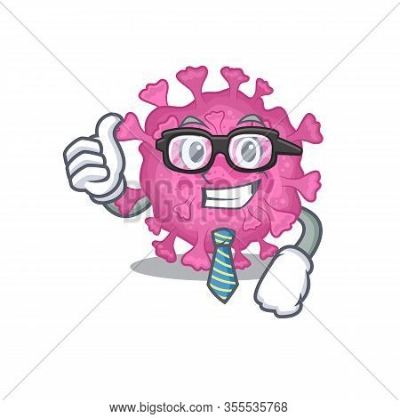 Corona Virus Organic Businessman Cartoon Character With Glasses And Tie