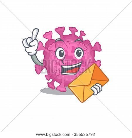 Cute Face Corona Virus Organic Mascot Design With Envelope