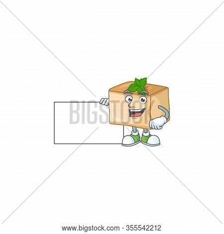 Funny Basbousa Cartoon Design Thumbs Up With A White Board