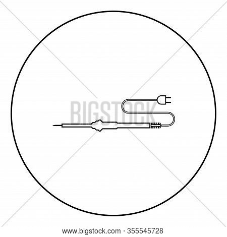 Electric Soldering Iron For Radio Repair Work Icon In Circle Round Outline Black Color Vector Illust