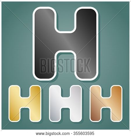 Letter H Sign Design Template Element. Set Of Metallic Icons With Gray, Gold, Silver And Bronze Grad