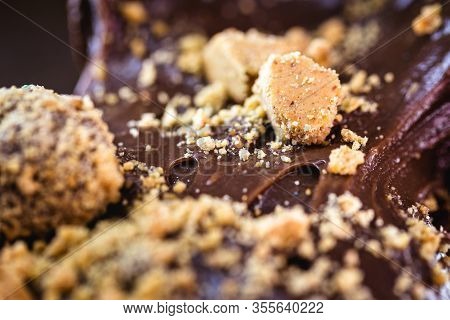 Details Of Chocolate With Peanuts, Brazilian And Homemade Easter Egg, Focal Point In Macro Image.