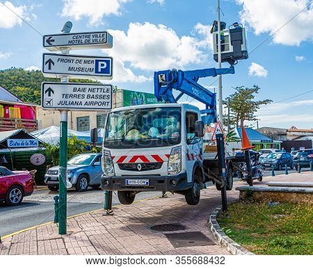 Marigot, Saint Martin - Februaty 6, 2019: One Side Of The French Town Of Marigot Is Quaint Old Store
