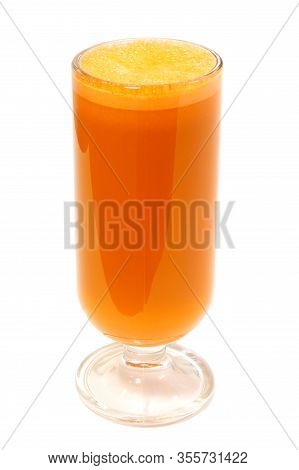 Fresh Carrot Juice Isolated On A White Background.healthy, Vegetarian Food. Natural Vitamins.