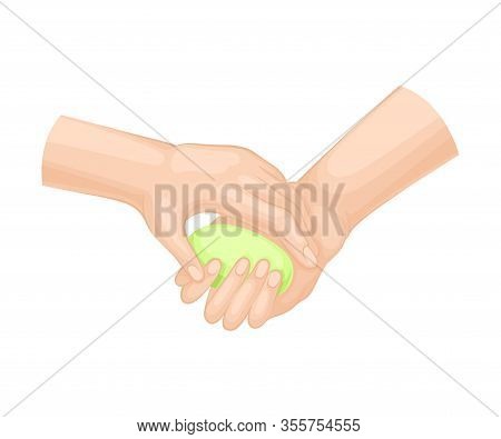 Hand Washing And Cleansing Using Soap Vector Illustration