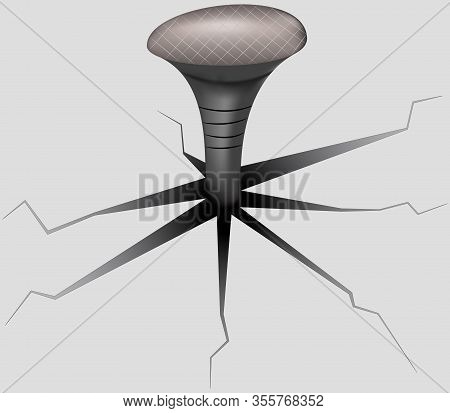 Drawing Of A Metal Nail Driven Into The Surface