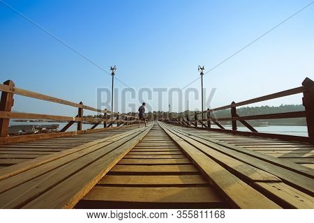 Mon Bridge In Sangkhla Buri, Kanchanaburi Province, Thailand.