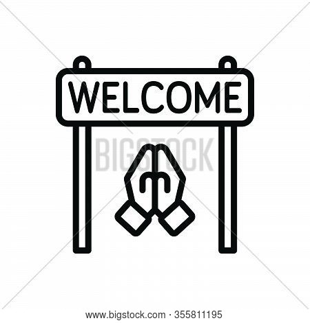 Black Line Icon For Welcome Acceptance Reception Praise Compliment Acclamation Greeting Reception