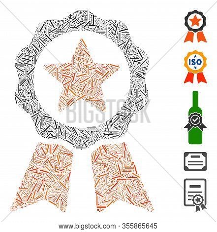Dash Mosaic Based On Certification Seal Icon. Mosaic Vector Certification Seal Is Created With Scatt