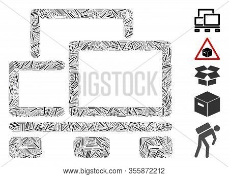 Dash Mosaic Based On Goods Pallet Icon. Mosaic Vector Goods Pallet Is Designed With Scattered Dash E