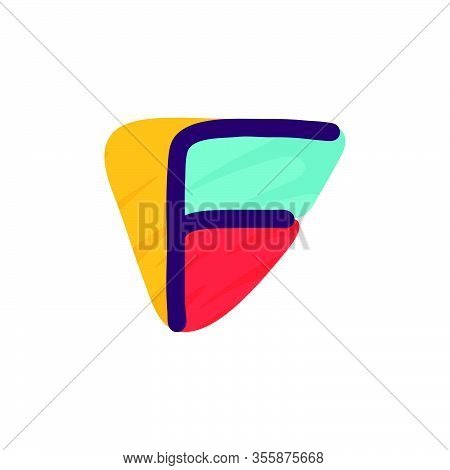F Letter Logo In Kids Paper Applique Style. Perfect For Cute Identity, Funny Craft Package, Holidays